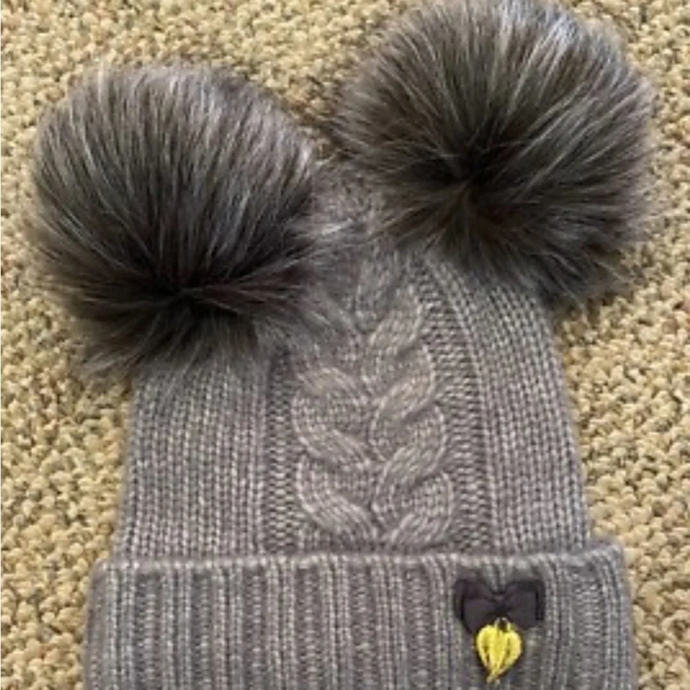 Cozy Gray Knit Hat with Pom-Poms for Kids by euro brand Angel's Face New
